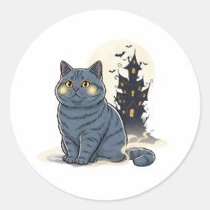 Haunted Brit House – British Shorthair Halloween Classic Round Sticker