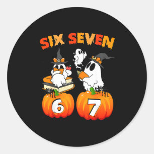 Haunted By 67 - Funny Boo Ghost Pumpkin Halloween Classic Round Sticker