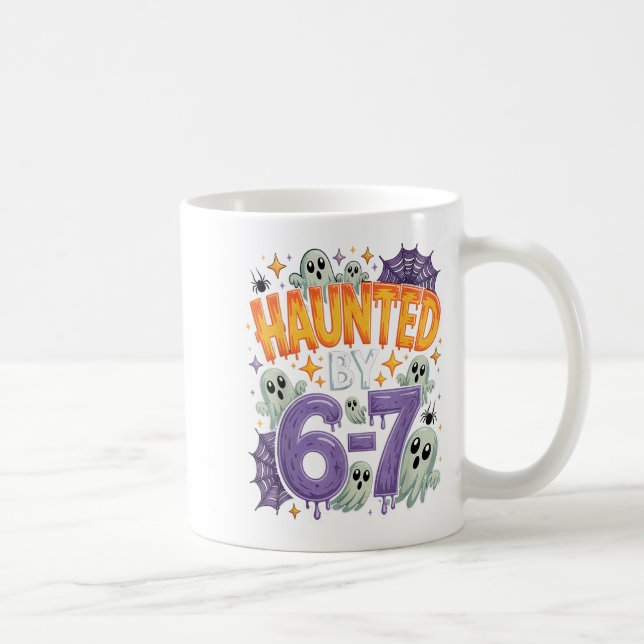 Haunted By 67 – Funny Ghost And Pumpkin Halloween  Coffee Mug (Right)
