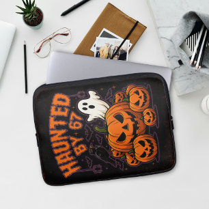 Haunted by 67 Funny Ghost And Pumpkin Halloween Laptop Sleeve