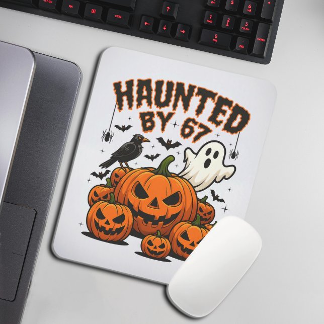 Haunted by 67 Funny Ghost And Pumpkin Halloween Mouse Pad (Creator Uploaded)