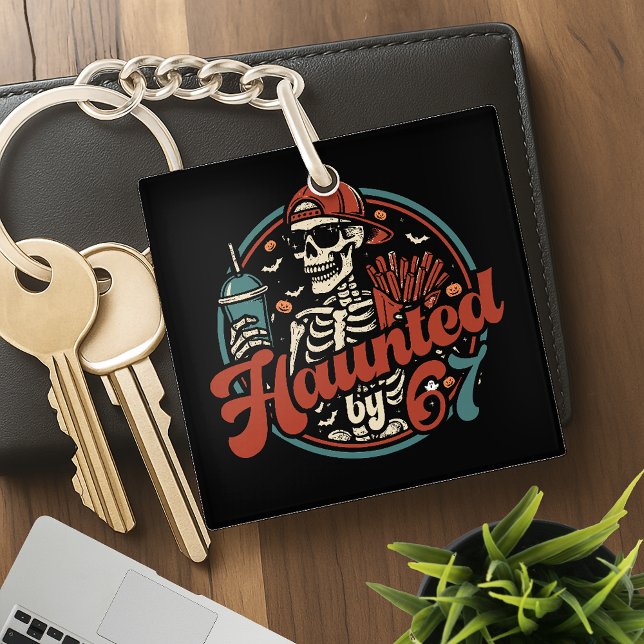Haunted By 67 Funny Halloween Six Seven 67 Meme Keychain (Creator Uploaded)