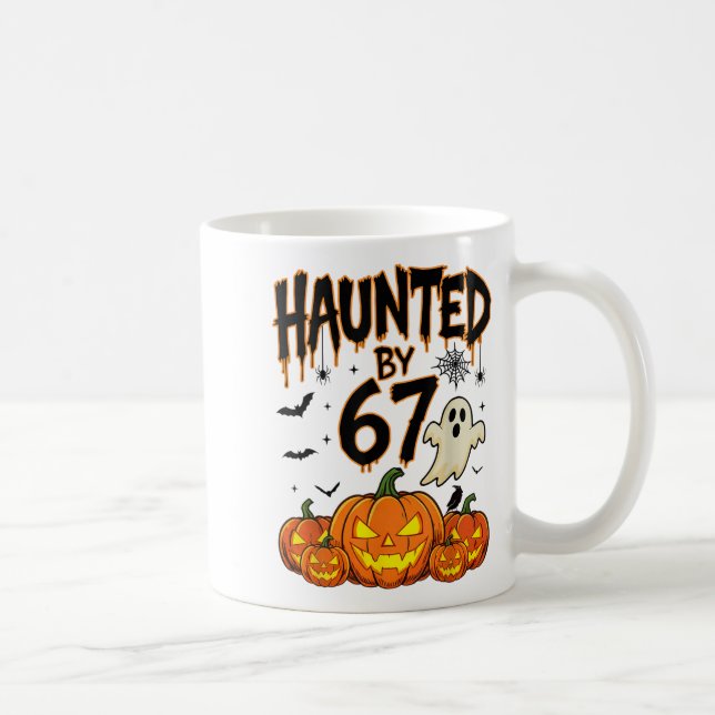 Haunted By 67 Funny Pumpkin And Ghost Halloween Co Coffee Mug (Right)