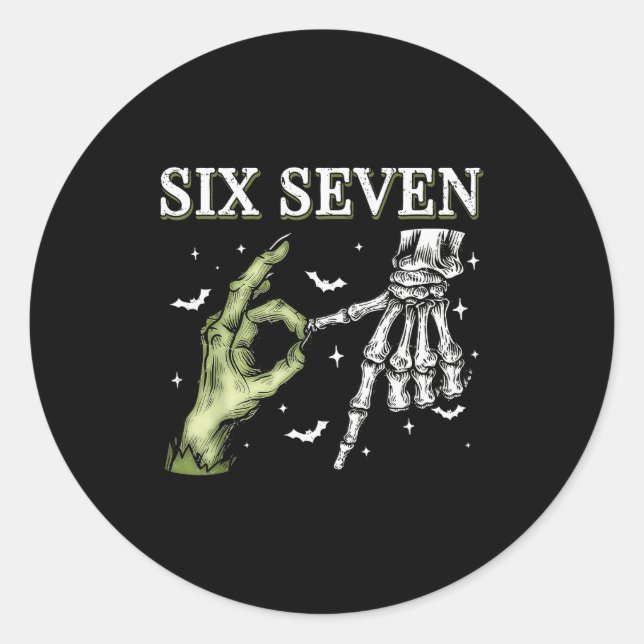 Haunted By 67 – Funny Skeleton Hands Halloween Cos Classic Round Sticker (Front)