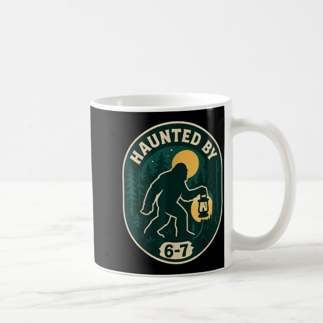 Haunted By 6-7 Bigfoot Lantern Halloween Badge  Coffee Mug (Right)