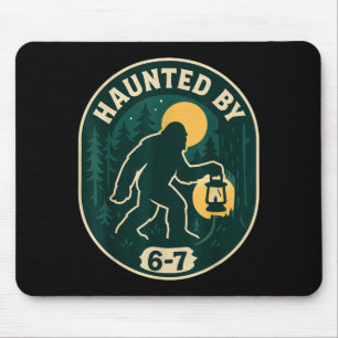 Haunted By 6-7 Bigfoot Lantern Halloween Badge Mouse Pad