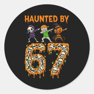 Haunted By 6-7 Halloween Skeleton Dabbing Meme Men Classic Round Sticker