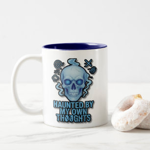 Haunted by My Own Thoughts – Funny Skull Two-Tone Coffee Mug