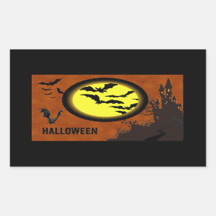 Haunted Castle, Bats and Yellow Moon Sticker