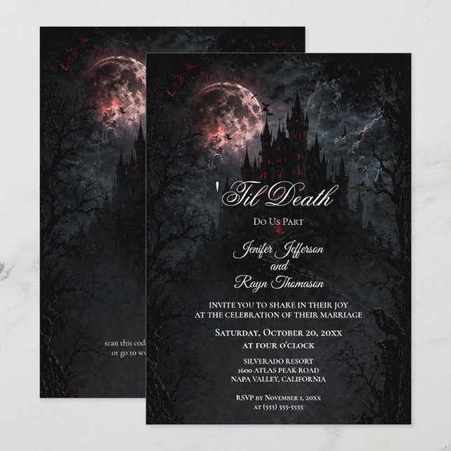 Haunted Castle Gothic wedding invitation (Front/Back)