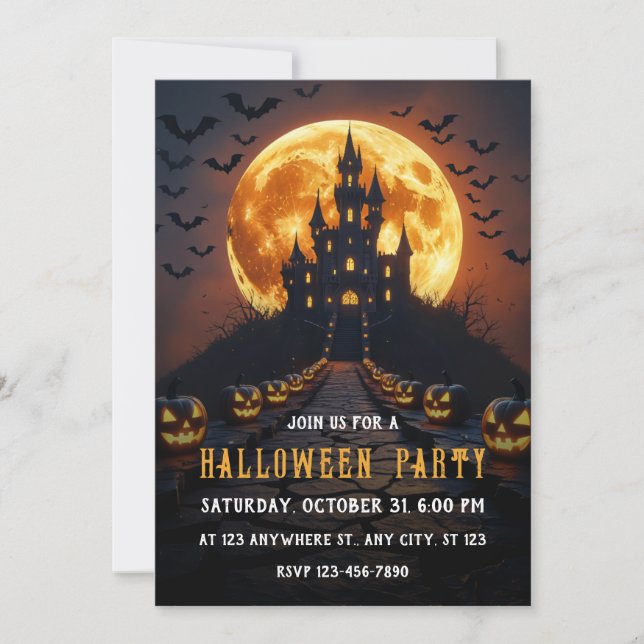 Haunted Castle Halloween Invitation (Front)