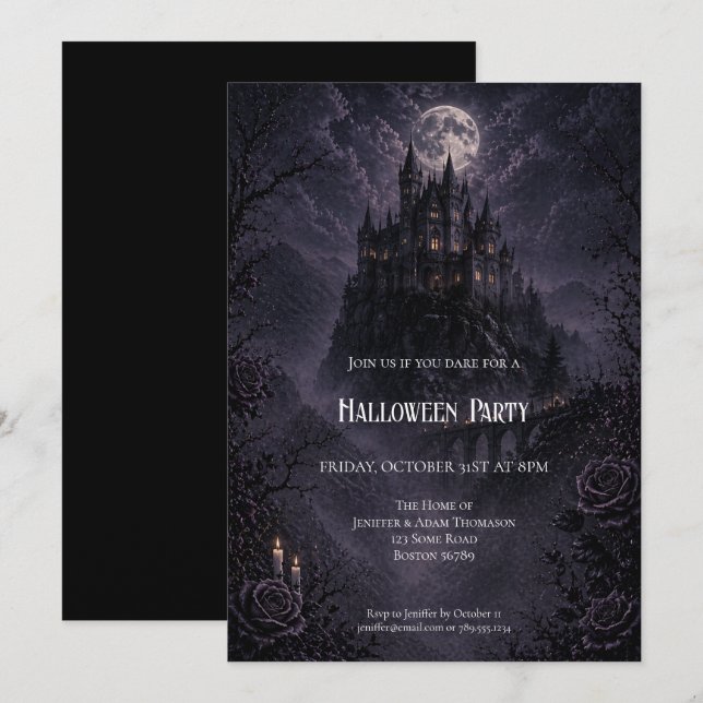 Haunted Castle Halloween Party invitation (Devant / Derrière)