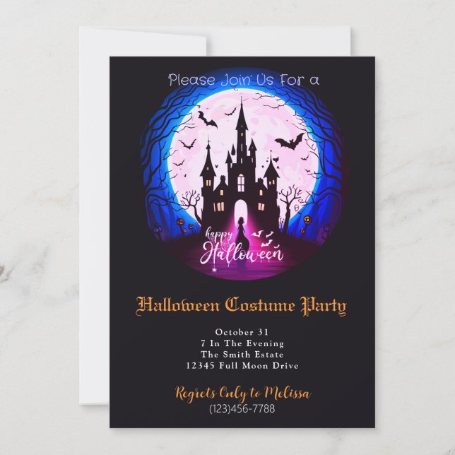 Haunted Castle Happy Halloween Costume Party Invitation (Front)