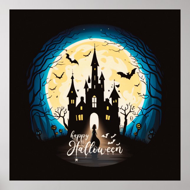 Haunted Castle Happy Halloween Creepy Poster (Front)