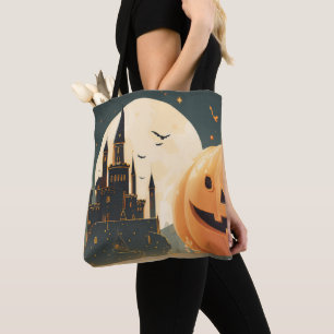 Haunted Castle Pumpkin Tote Bag