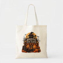 Haunted Cat Cafe Black Cat Halloween Spooky Vintag