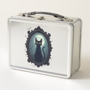 Haunted Cat Mirror Metal Lunch Box