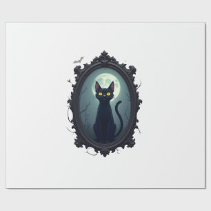Haunted Cat Mirror Wrapping Paper