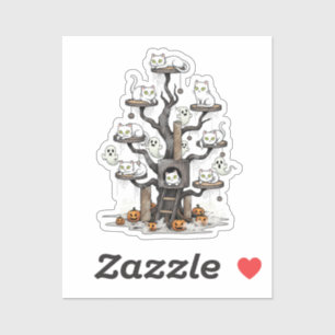 Haunted Cat Tree – Ghostly Cats Pumpkins Halloween