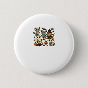 Haunted Cat Trick-or-Treaters Oversized T-Shirt 2 Inch Round Button
