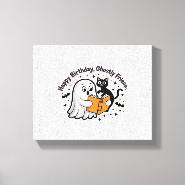 Haunted Cat Trick-or-Treaters Oversized T-Shirt Canvas Print (Front)