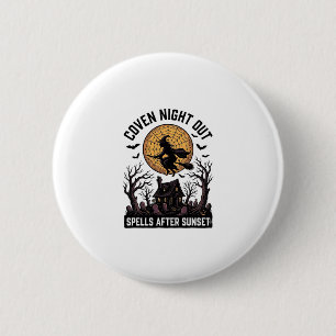 Haunted Coven Shirt Vintage Witch House Halloween  2 Inch Round Button