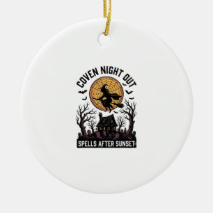 Haunted Coven Shirt Vintage Witch House Halloween Ceramic Ornament