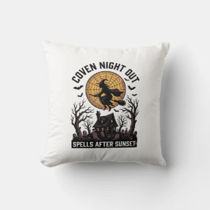 Haunted Coven Shirt Vintage Witch House Halloween Throw Pillow