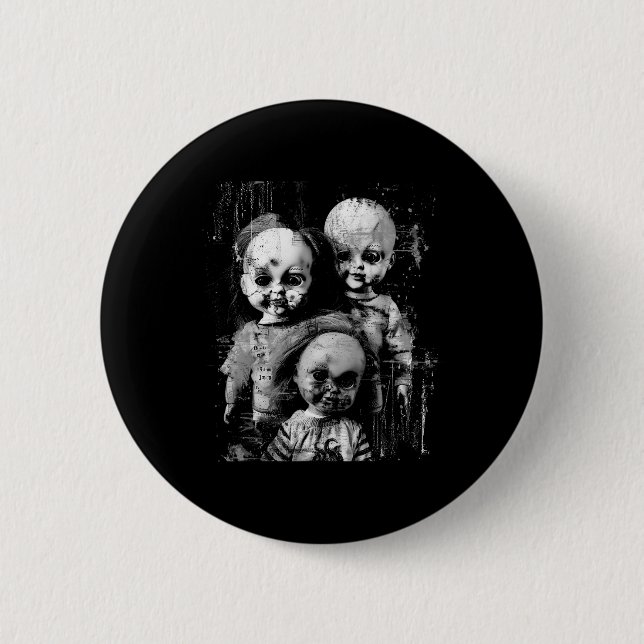 Haunted Creepy Doll Horror Toy Halloween Goth Alt  2 Inch Round Button (Front)