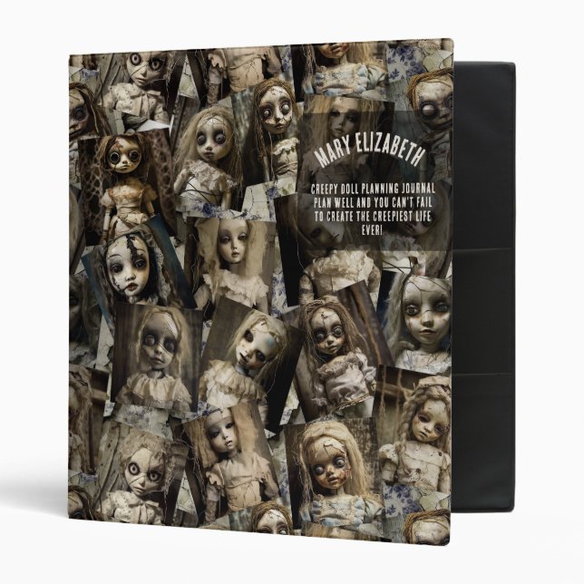 Haunted Doll 3-Ring Binder | Creepy Cute Journal (Front/Inside)