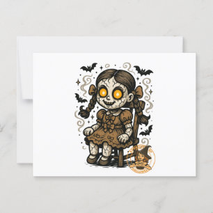 Haunted Doll – Halloween Cartoon Postcard