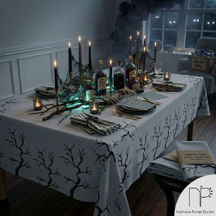 Haunted Eerie Oaks Halloween Tablecloth