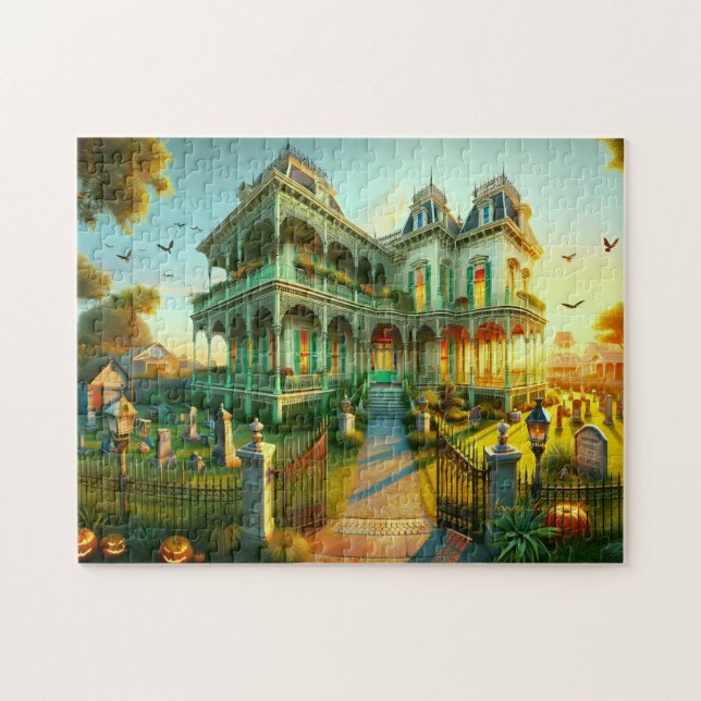 Haunted Estate "Raven's Roost" Creepy Dusk Jigsaw Puzzle (Horizontal)
