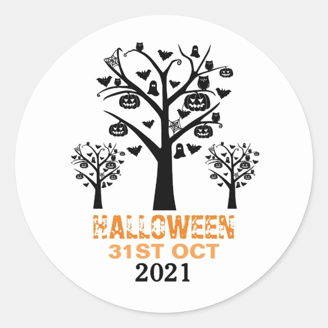 Haunted Forest Halloween Classic Round Sticker (Front)