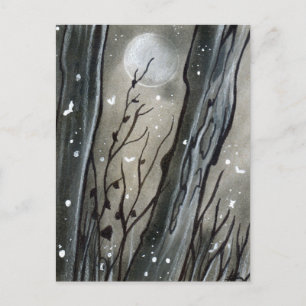 Haunted Forest Moon Halloween Postcard