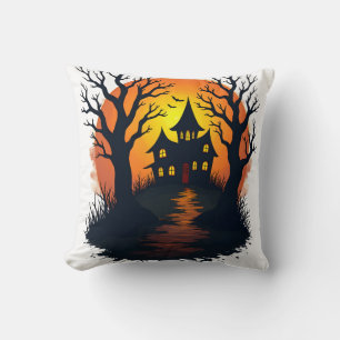 Haunted Forest � Spooky Halloween Nature Tee Throw Pillow