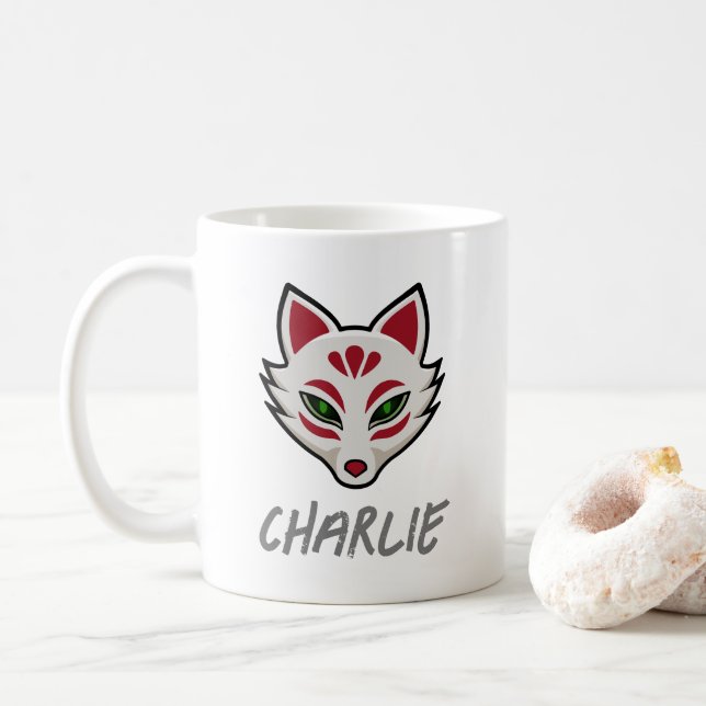 Haunted Fox Mask- Personalized Coffee Mug (With Donut)