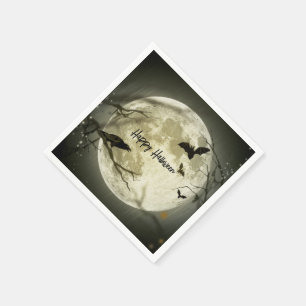 Haunted Full Moon Halloween Party Paper  Napkin