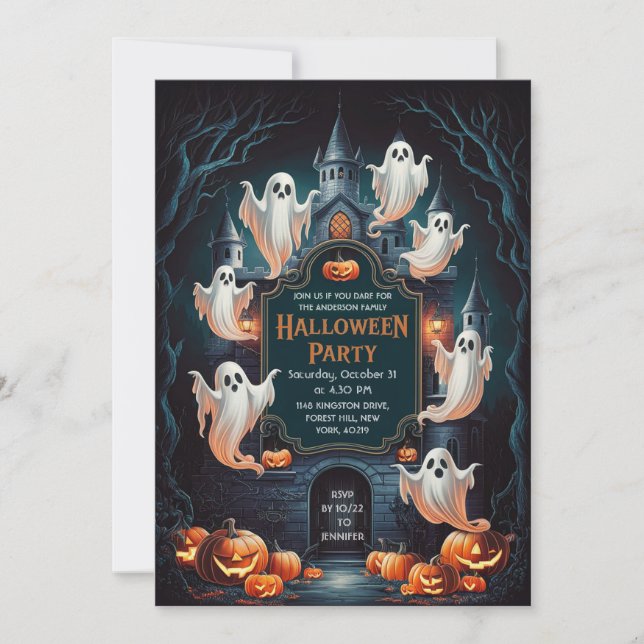 Haunted Ghost Halloween Party Invitation (Front)
