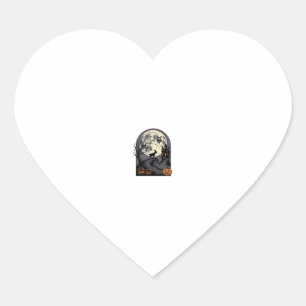 Haunted Goat Moon Vintage Halloween Silhouette Art Heart Sticker
