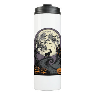 Haunted Goat Moon Vintage Halloween Silhouette Art Thermal Tumbler