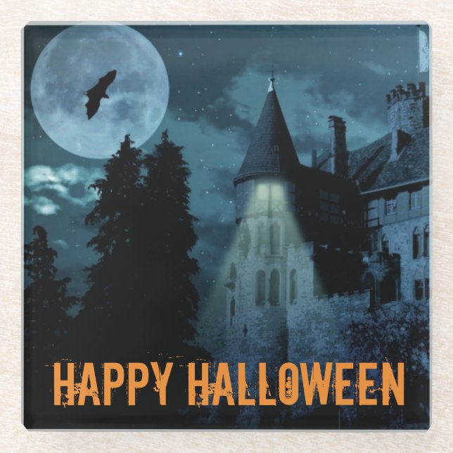 Haunted Goth Mansion Halloween   Glass Coaster (Front)