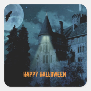 Haunted Goth Mansion Halloween  Square Sticker