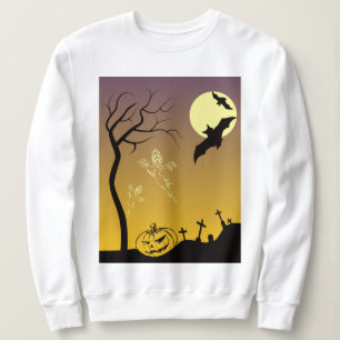Haunted Graveyard Halloween Scene, Halloween Sweatshirt
