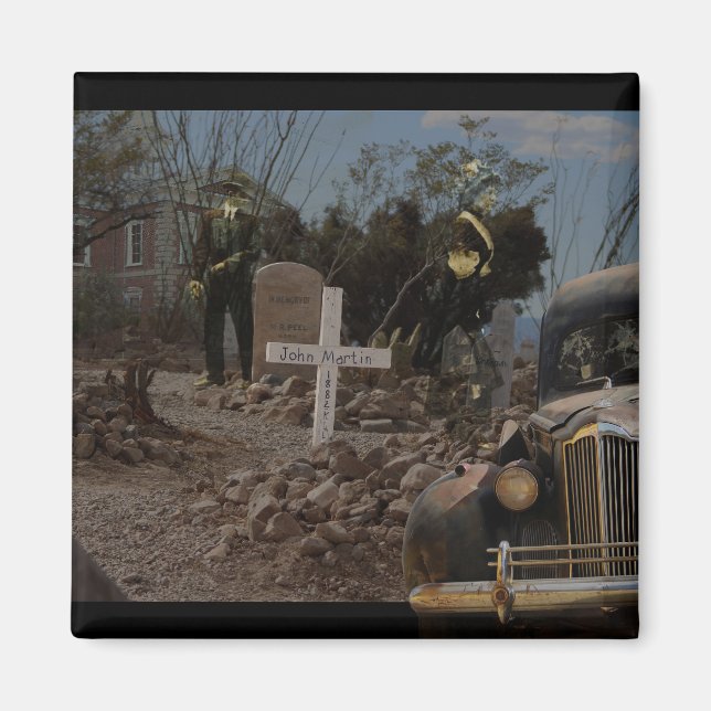 Haunted Graveyard in Tombstone Magnet (Front)