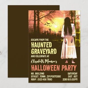 Haunted Graveyard Theme Escape Room Halloween Invitation