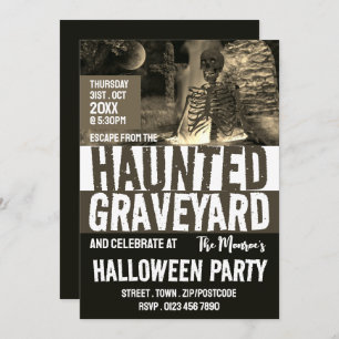 Haunted Graveyard Theme Escape Room Halloween Invitation