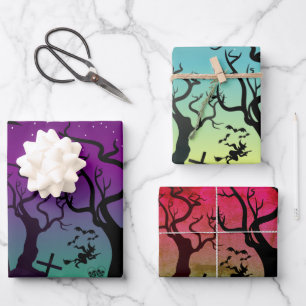 Haunted graveyard with gravestones Halloween Wrapping Paper Sheet