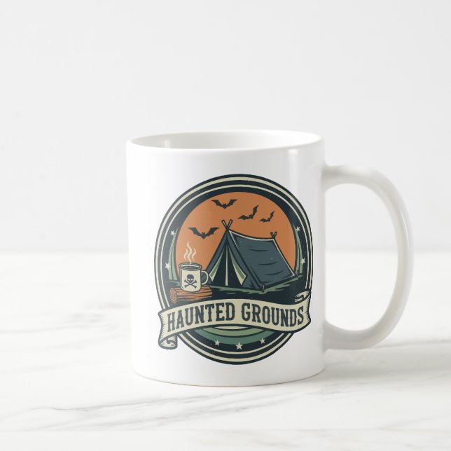Haunted Grounds Spooky Camping Coffee Design Mug (Right)
