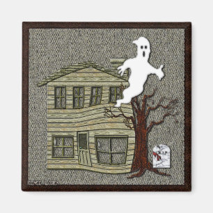 Haunted Halloween Cartoon Magnet